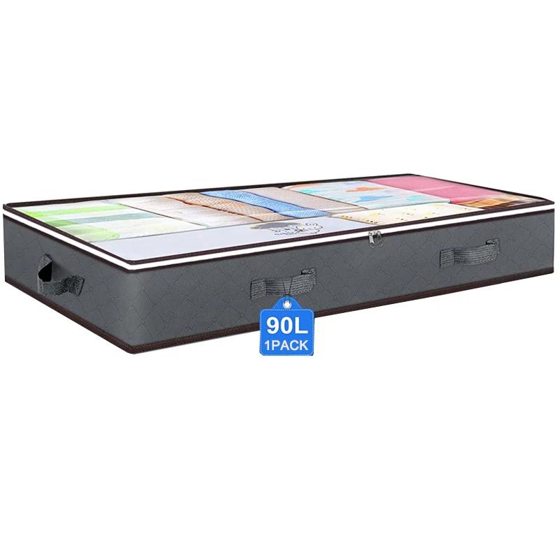 1pc Non-woven Underbed Quilt Storage Bag Large Capacity Foldable Clothing Sorting Bag Dustproof Storage Box Wardrobe Organizer