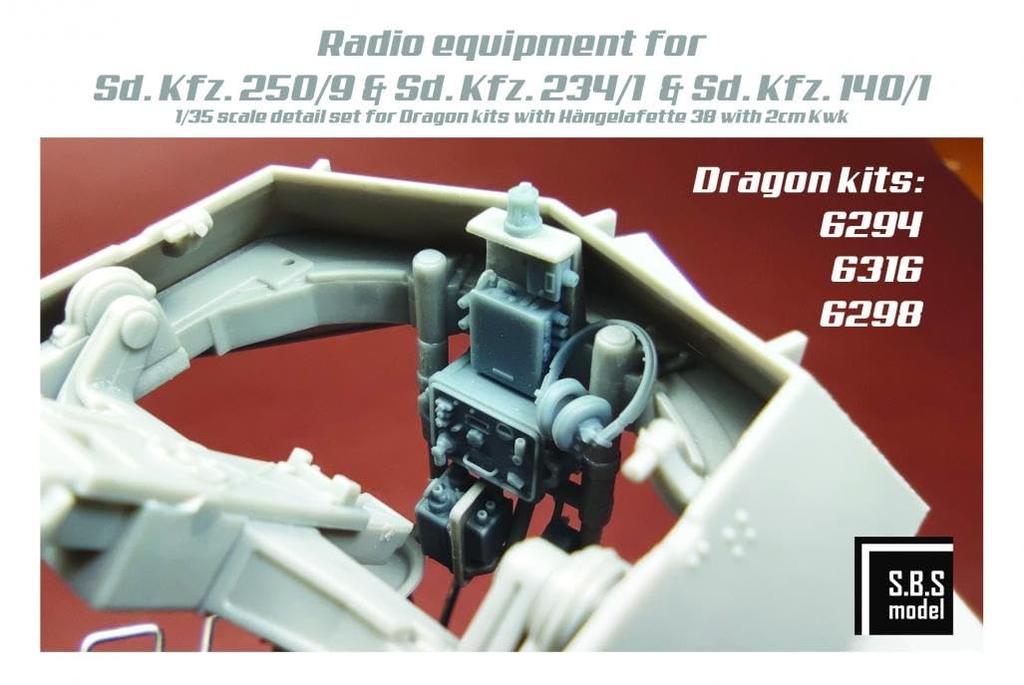 Модель SBS Радио Пластиковые детали модели SBM3D041 1/35 Sd.Kfz.250/9 234/1 140/1 (для Дракона) (Боевая машина)