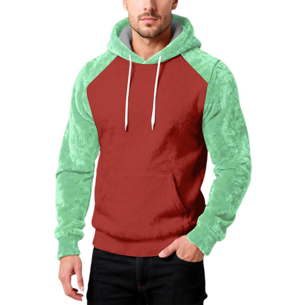 Мужская Мода Досуг Капюшон Капюшон Плюшевый Длинный Рукав Толстовка