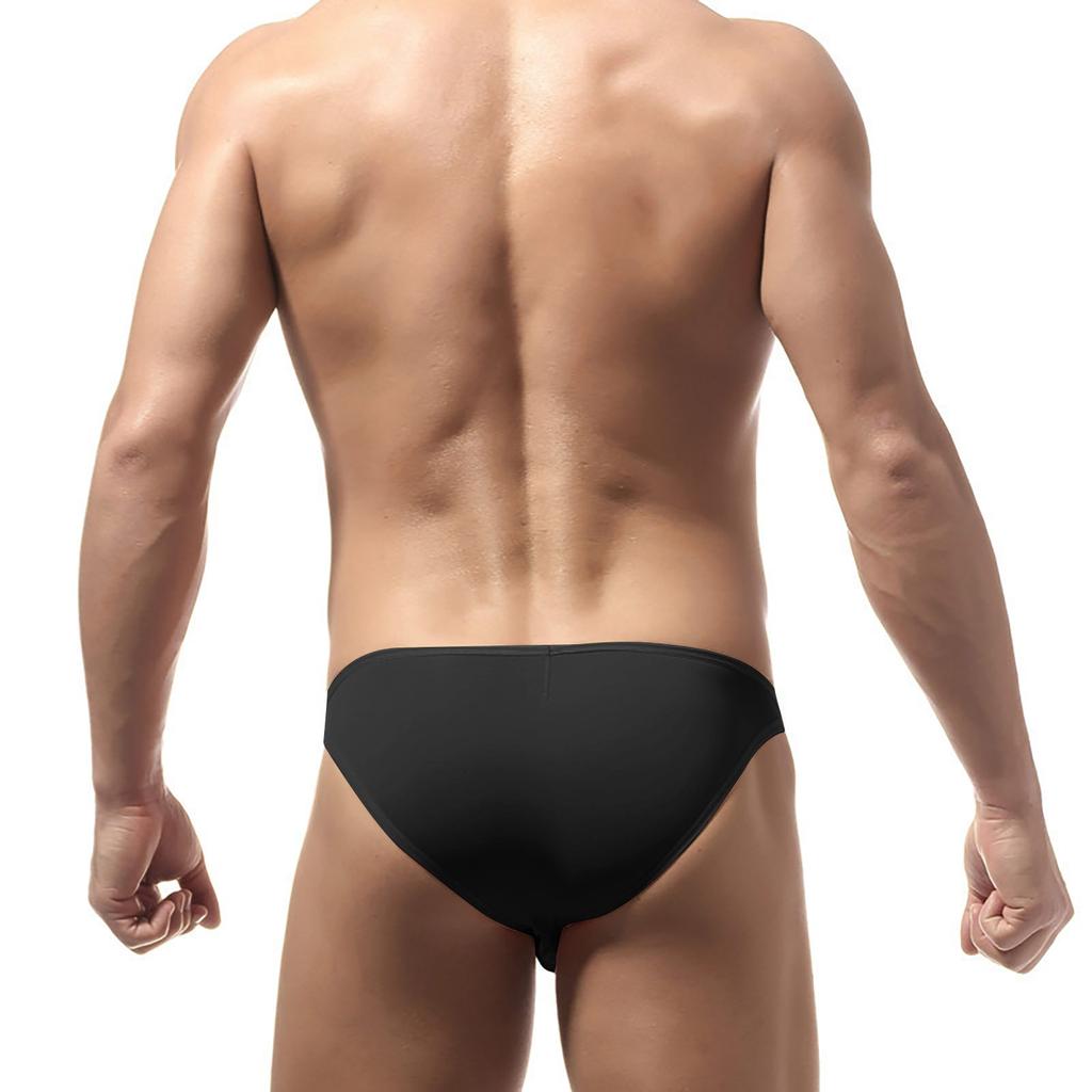 Мужские эластичные плотные однотонные сексуальные шорты с низкой талией, трусы из ледяного шелка