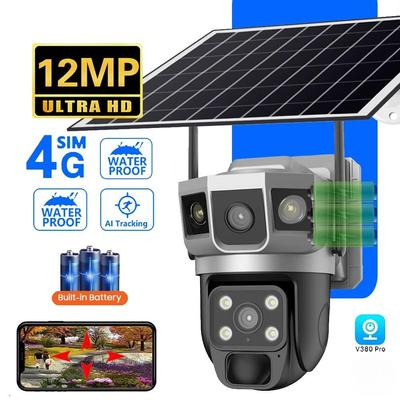 Новая 4G SIM-карта Солнечная камера 12MP HD ночного видения WIFI 6K Умный дом Безопасность Видеонаблюдение 2-стороннее аудио IP-камеры Умный дом