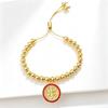 Gold-Plated 6mm Copper Bead Chain St. Benedict Pendant Adjustable Bracelet New Trend for Women's Daily Party Jewelry Accessory
