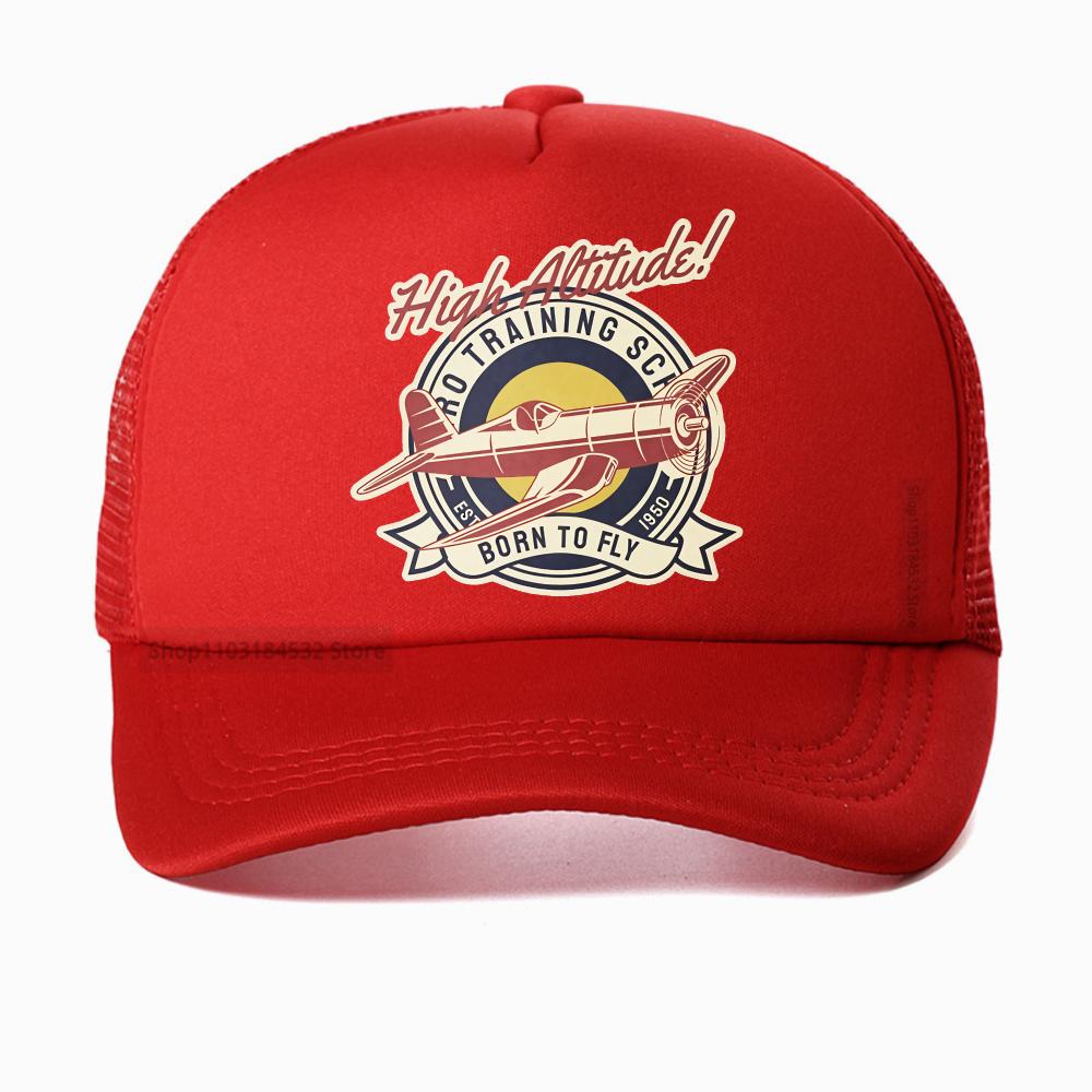 Funny High Altitude BORN TO FLY Vintage Airplane Baseball Cap Unisex Harajuku Summer Fashion Mesh Breathable Trucker Hat