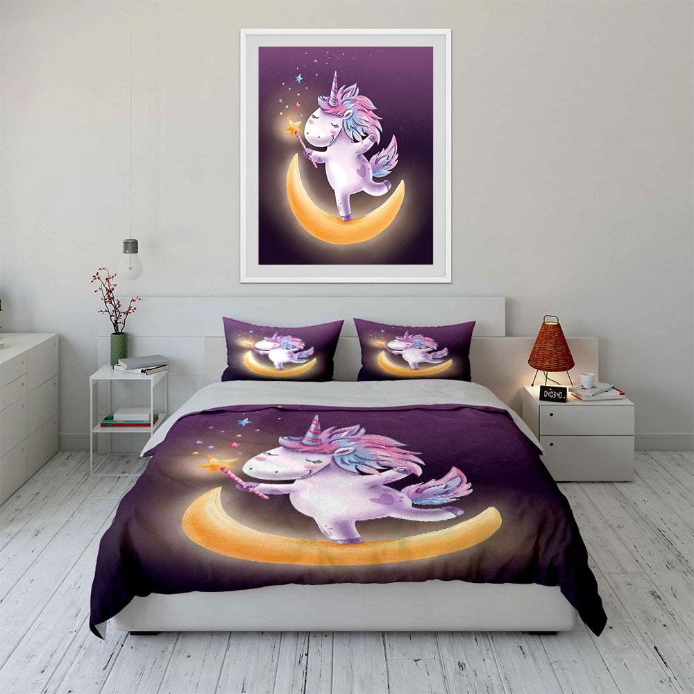 Magical Unicorn Bedding Set Bedding Duvet Cover Set Duvet Cover Pillowcases (1 * Duvet Cover 2 * Pillowcases, without duvet insert)