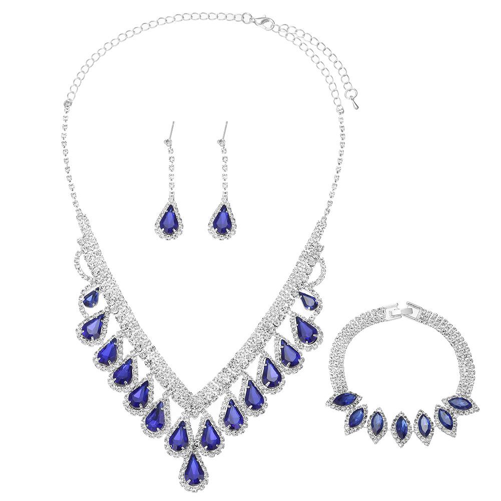 Свадебное платье, ожерелье, серьги, браслет, комплект из трех предметов, цепочка для ключицы