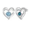 Multicolor Birthstone Ear Studs Heart Stud Earrings Birthday Gift For Women & Girls