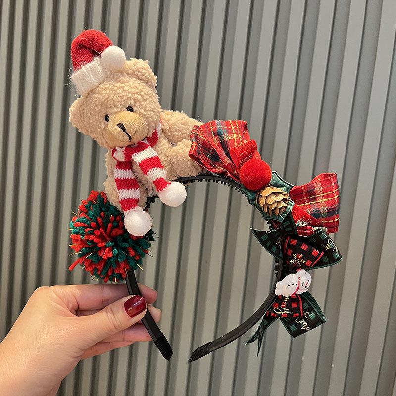 Праздничный бант и шляпа 2025 года, аксессуары для волос для женщин и девочек: Рождественская повязка на голову и заколка для волос