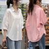 Элегантная и повседневная свободная рубашка женская летняя рубашка с рукавами средней длины и универсальное пальто в моде