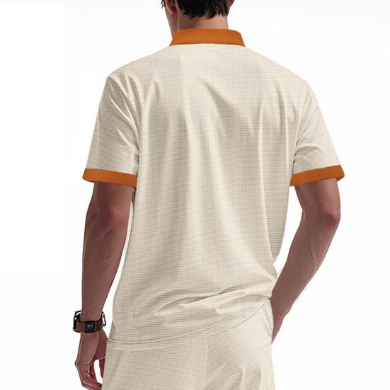 Мужская рубашка с V-образным вырезом на бретелях, цветная футболка с коротким рукавом в вафельную клетку, повседневная летняя футболка для повседневной вечеринки, офиса, путешествий