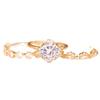 Trendy three-piece diamond ring set Large carat-set jewelry with a main stone and a floral design featuring diamond rows