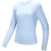 Running Series Logo Solid Color Round Neck Long Sleeve Knit Top Women Tops Frost-Blue 962445402-5