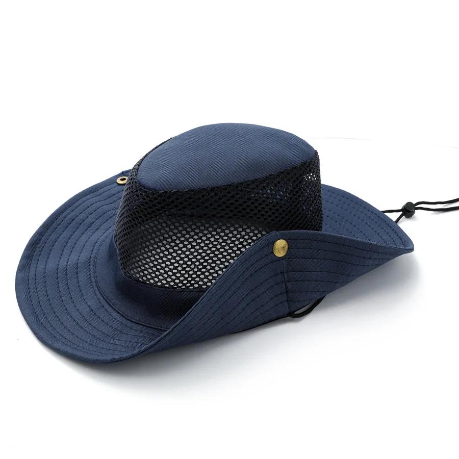Upf50+ Men'S Fishing Hiking Cap Breathable Mesh Sun Hat Adjustable Outdoor Camping Cap Lightweight Windproof