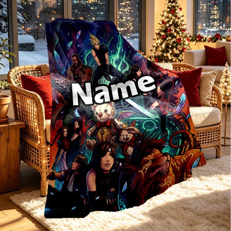 Custom Name Personalized Final Fantasy Print Blanket, Home Decor, Bedroom, Sofa, Camping, Couch, Gifts for Birthday ChristmasEnthusiasts