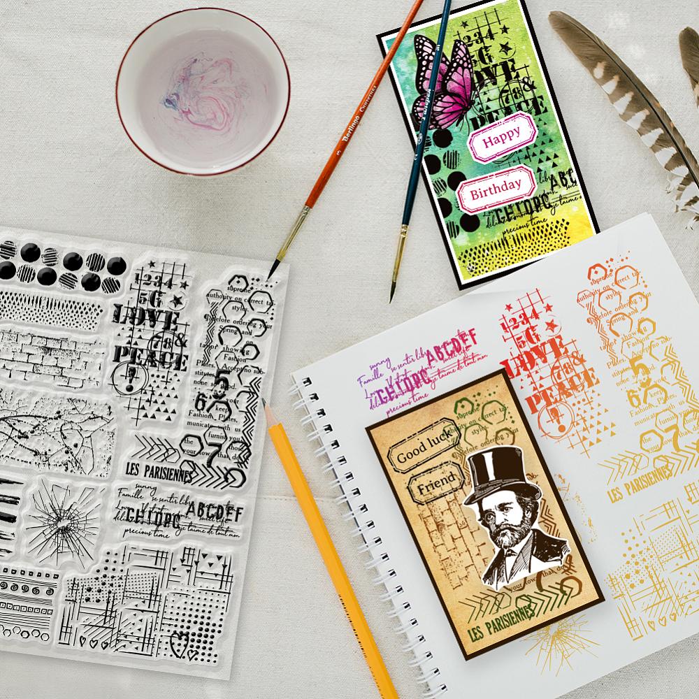PVC Stamps for DIY Scrapbooking Photo Album Decorative Cards Making Stamp Sheets Film Frame Mixed Shapes 21x14.8x0.3cm