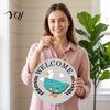 Small Space Decor Interchangeable Goose Welcome Sign for Front Door, Rustic Farmhouse Wood Door Hanger Home Porch Entryway And Seasonal Botanical