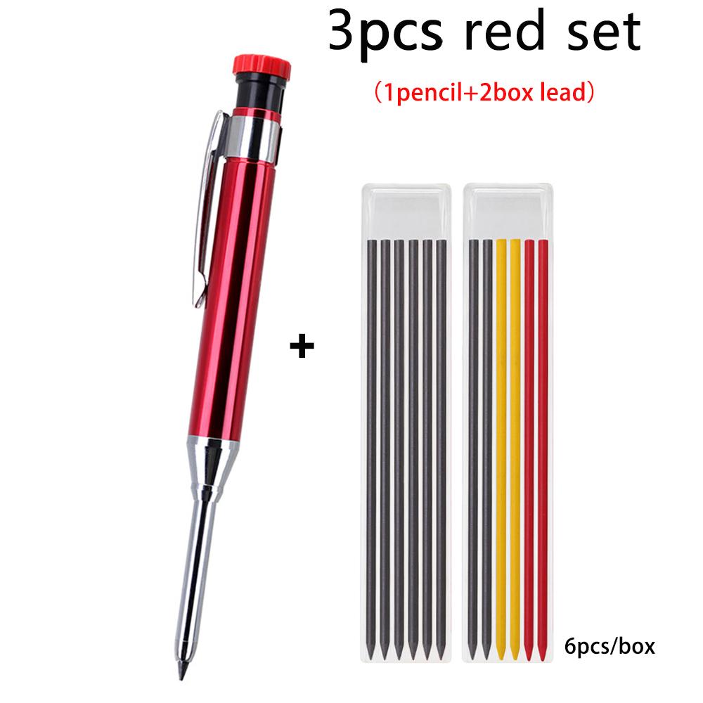Long Head Nib Deep Hole Woodworking Metal Solid Carpenter Mechanical Pencil Set with Sharpener Construction Marking Scriber Tool