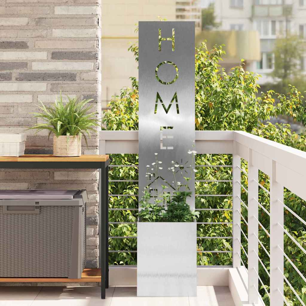 Garden Privacy Screen Canvas Silver 32 x 32 x 150 cm Stainless Steel