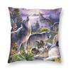 Wolf Pack Square Pillowcase Polyester Linen Velvet Pattern Zip Decor Home Cushion Cover