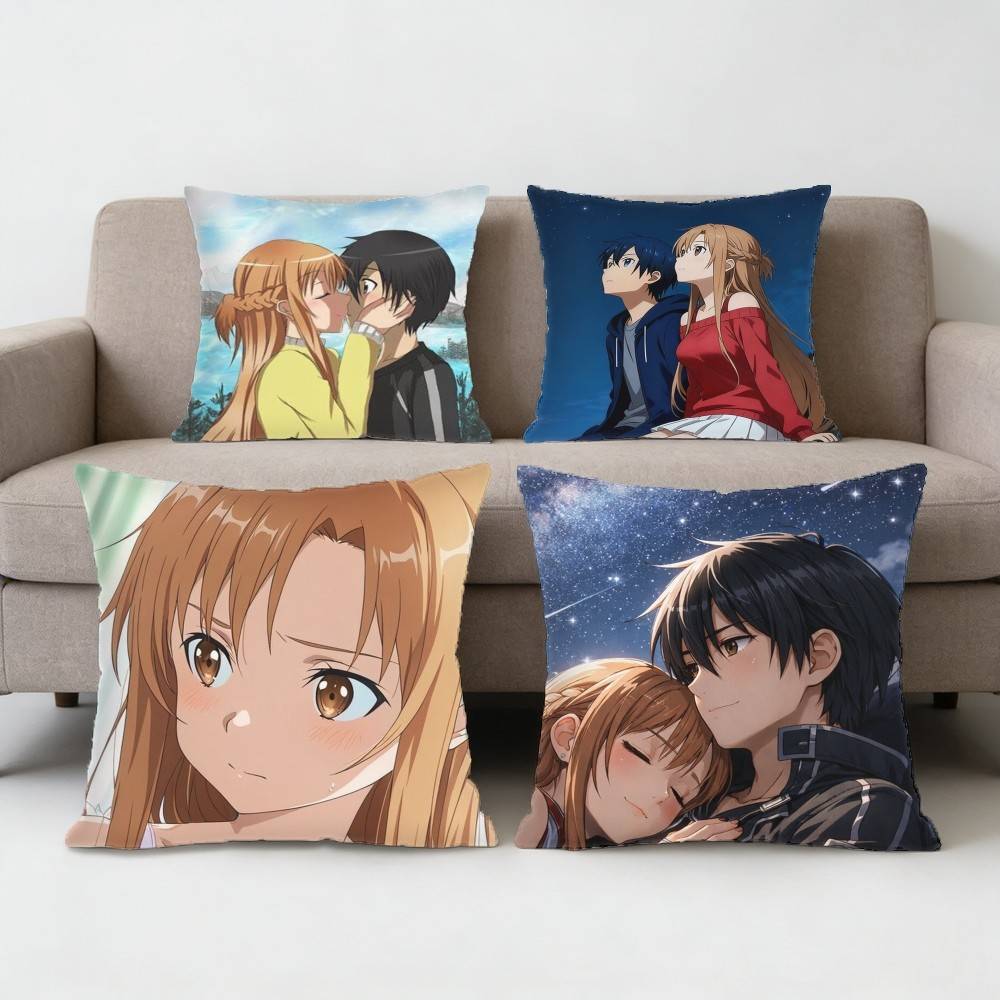 Чехол для подушки Sword Art Online Асуна Кирито Противопылевой чехол для подушки Невидимая молния Шелковистый короткий плюш Чехол для диванной подушки