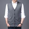 Spring and Autumn Men's Sleeveless Knitted Vest Cardigan Middle-Aged Loose Daddy Men's Outfit Bottoming Shirt Top