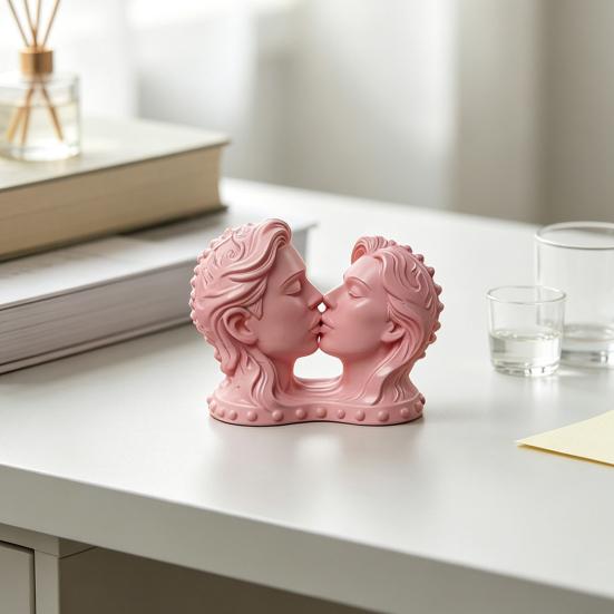 Элегантные скульптуры 3D-печатная скульптура целующейся пары, Белая современная арт-статуя, Устойчивое интегрированное основание для гостиной, спальни, Минималистичная