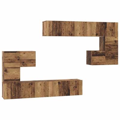 Wall Mounted TV Units Set of 4 Reclaimed Wood Effect Engineered Wood