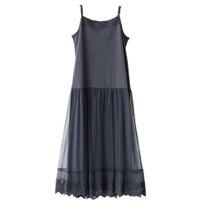 Oshare Walker Роскошная Кружевная Длинная Нижняя Юбка Многослойная Тюль Кружево Свободная Плюс wan0706 Уголь и ЗолотоLABEL Платье, Женская Нижняя Юбка, Топ-Майка, Майка,