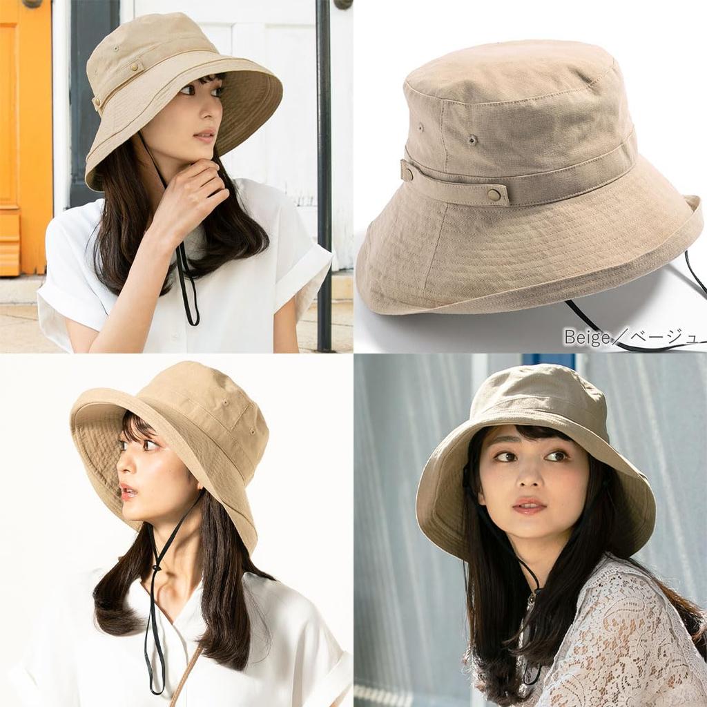 Breeze French UV Small Face Large Wide UV Safari Hat Size [QUEENHEAD] Hat, Protection, Effect, Women's Hat, Size, Brim, Protection, [Free (56-58.5cm)