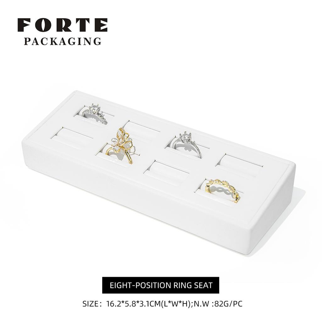 FORTE Customized Microfiber Leather Jewelry Display Set Stand White Jewelry Display Table Ring Necklace Jewelry Display Props