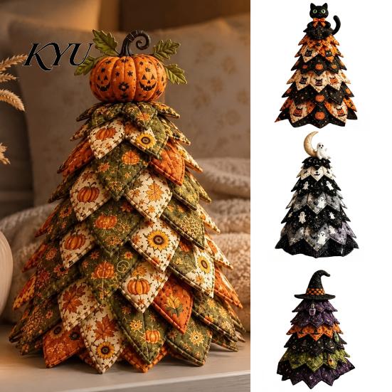 Complete Sewing Material Package DIY Quilted Fabric Christmas Tree Craft Kit, Vintage Patchwork Handmade Gift for Teachers Friends Xmas Set, Tabletop
