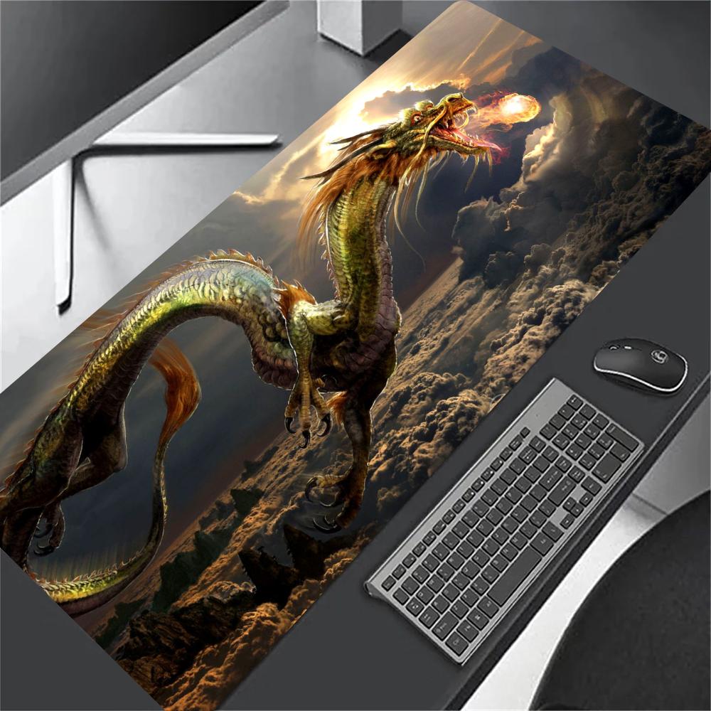 FIRE and ICE Enchanted Dragon Extra Big Mouse Pad Rubber Desk Pad Durable Locking Edge Laptop Mouse Mat for Gamer Home Office