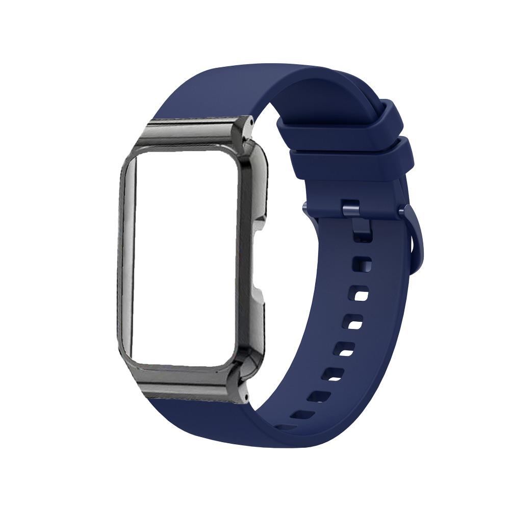 Силиконовый ремешок с металлическим защитным чехлом для Huawei Band 11 / Band 11 Pro Сменный ремешок для умных часов