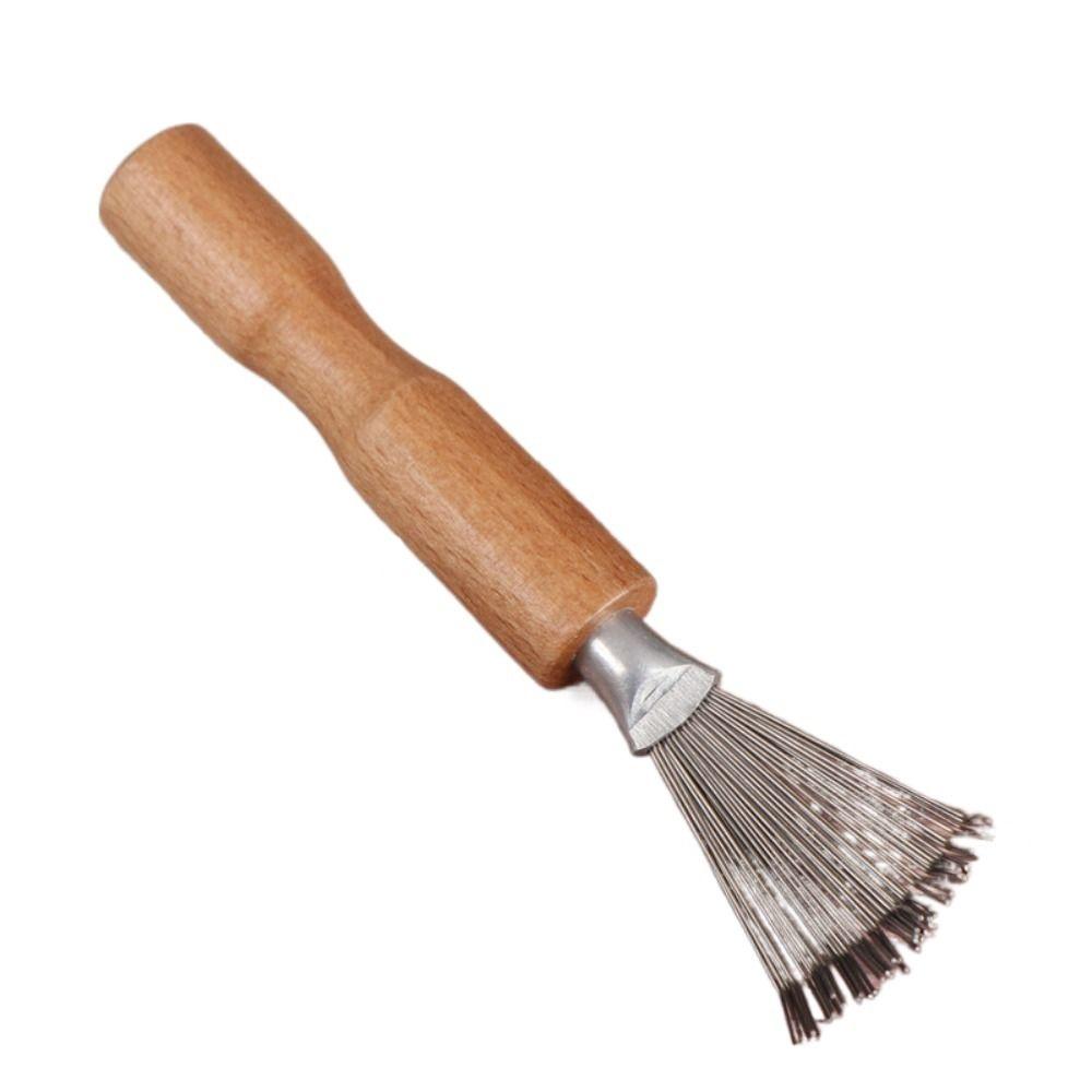 Инструменты для чистки Деревянная ручка Щетка для волос Очиститель Портативный Деликатный Салонный Грабли с металлической проволокой Мини-расческа для чистки