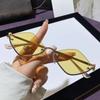 New Half Frame Diamond Shaped Sunglasses Metal Women Simple Trend Sunglasses Men Dopamine Small Frame Outdoor Sunglasses