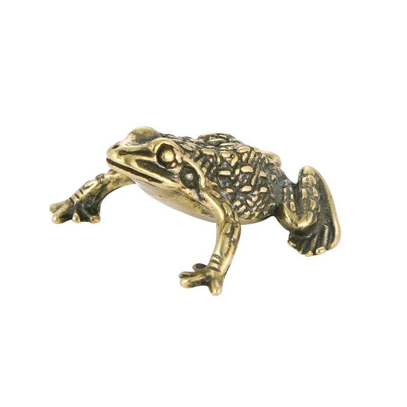 Solid Brass Lucky Rich Toads Frog Animal Statue Decor Tea Pet Bronze Ornaments Craft Collection NEW