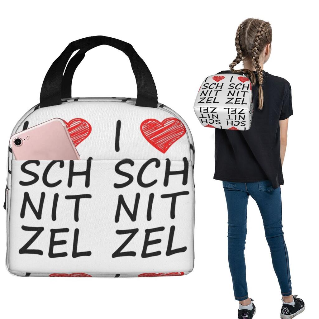 I Love Schnitzel Insulated Lunch Bag for Women Kids Leakproof Food Boxes Thermal Lunch Box Tote
