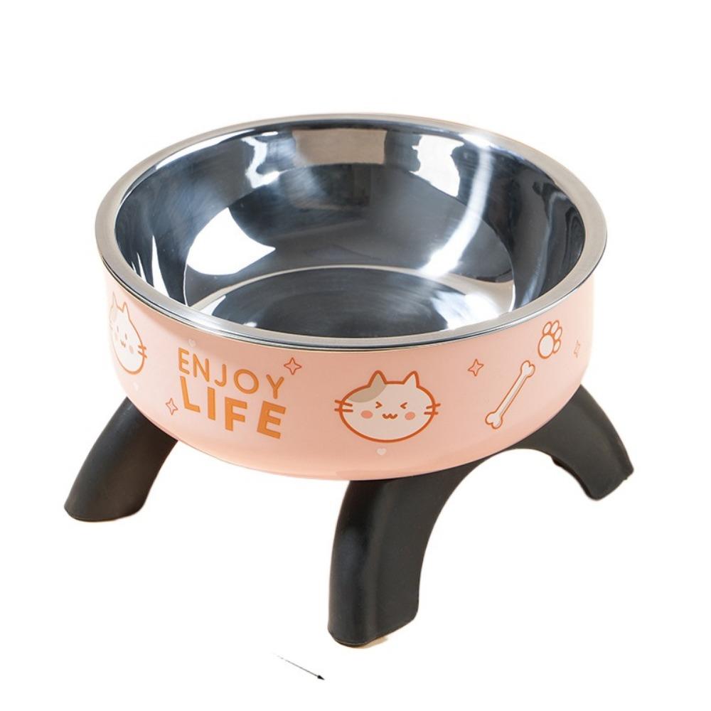 Миска для домашних животных из нержавеющей стали на высоких ножках, миски для кошек с мультяшным принтом, приподнятые миски для кошек и собак