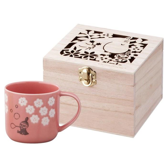 Yamaka Shoten MOOMIN Flowrit Mug Little My 350ml, Microwave/Dishwasher Safe (Wooden Box), Pink, MM952-11H
