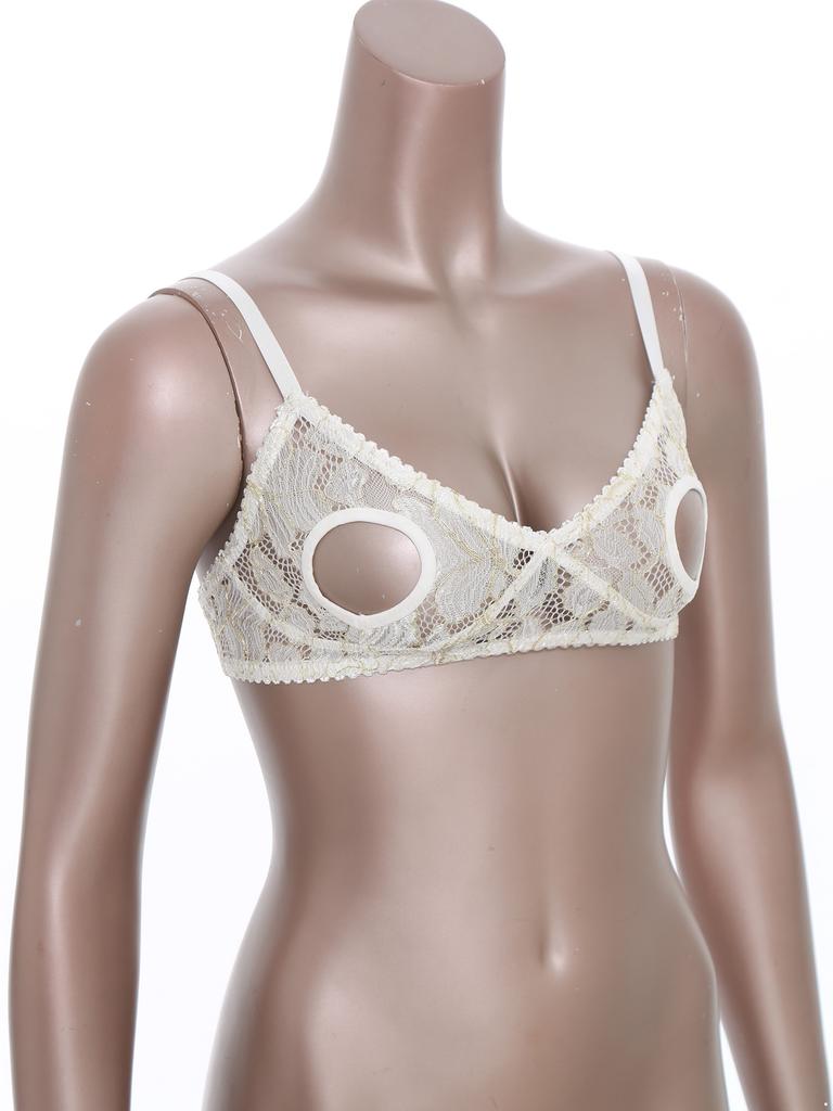 Womens Hollow Out Lace Bra Top Adjustable Spaghetti Straps Sheer Panels Club Rave Wear