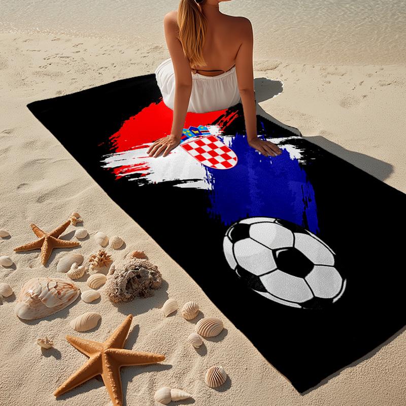 Croatian Football Pride Microfiber Beach Towel, Lightweight And Quick-Dry, for Summer Travel, Beach Essential, Swimming Pool