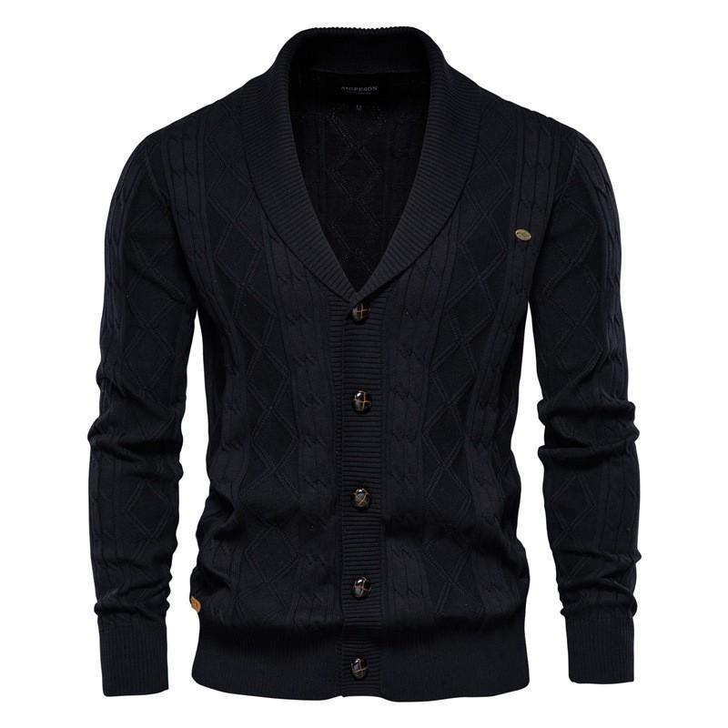 Mens Slim Fit Color-Block Knit Cardigan Sweater Winter Casual Long Sleeve Cotton Blend