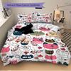 3pcs Cat Print Bedding Set, Ideal for Home Use, Suitable for Bedroom Decor (1*Duvet Cover + 1/2*Pillowcases, No Core) yy250821229