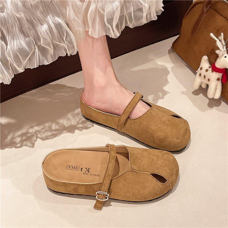 Inner Heightening Bag Head Half Slippers Women'S Summer Outer Wear French Retro Versatile Sandals One Pedal Lazy Shoes