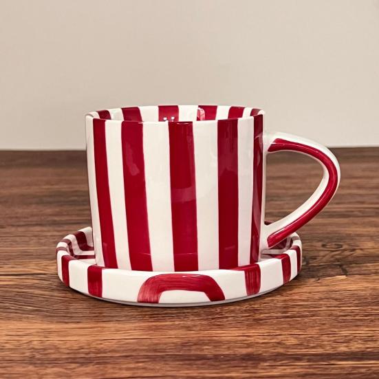 Винтажный керамический набор кофейной кружки и блюдца с ручкой, подходит для микроволновой печи и посудомоечной машины, чашки для эспрессо, подарок на свадьбу, годовщину, девичник