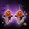 Acrylic Dangle Earrings 1 Pair Halloween 2D for Women, Spooky Pumpkin Skull Cool Aesthetic Black Cat Drop Earrings, Holiday Jewelry Gifts Party
