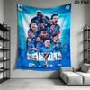 SSC Napoli Champions Team Photo Tapestry, Blue Team Wall Hanging, Football Squad Wall Tapestry for Bedroom Living Room Fan Decor