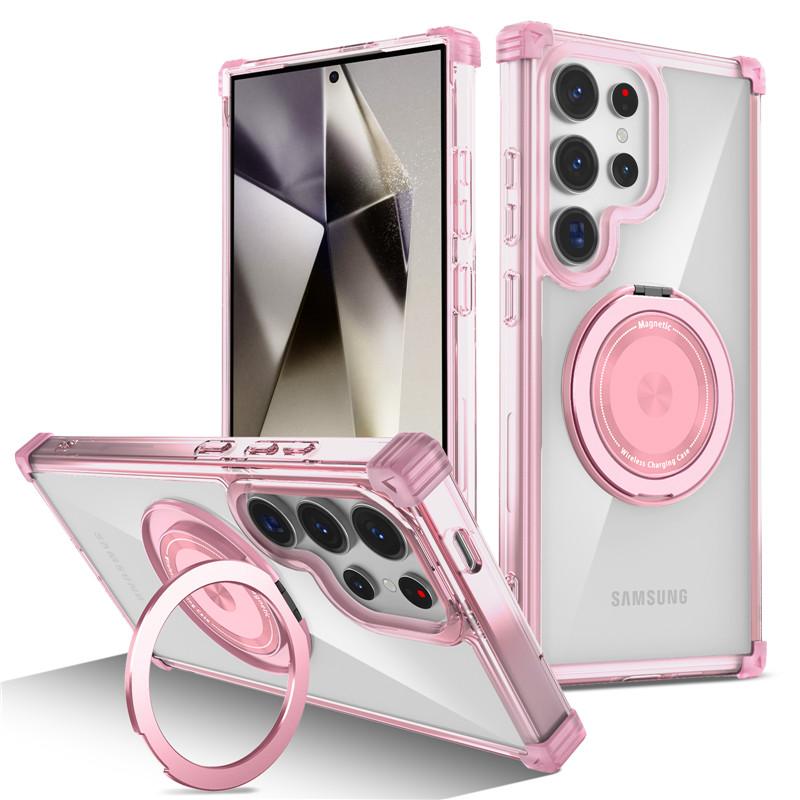 Вращающийся магнитный чехол-держатель Magsafe для Samsung Galaxy S26 Ultra S26 Plus S26 с кольцом-подставкой Прозрачная защитная крышка