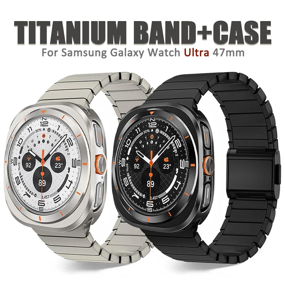 Titanium Band Aluminum Alloy Case for Samsung Galaxy Ultra Watch 47mm Magnetic Strap for GALAXY Ultra 7 Men Bracelet Accessories