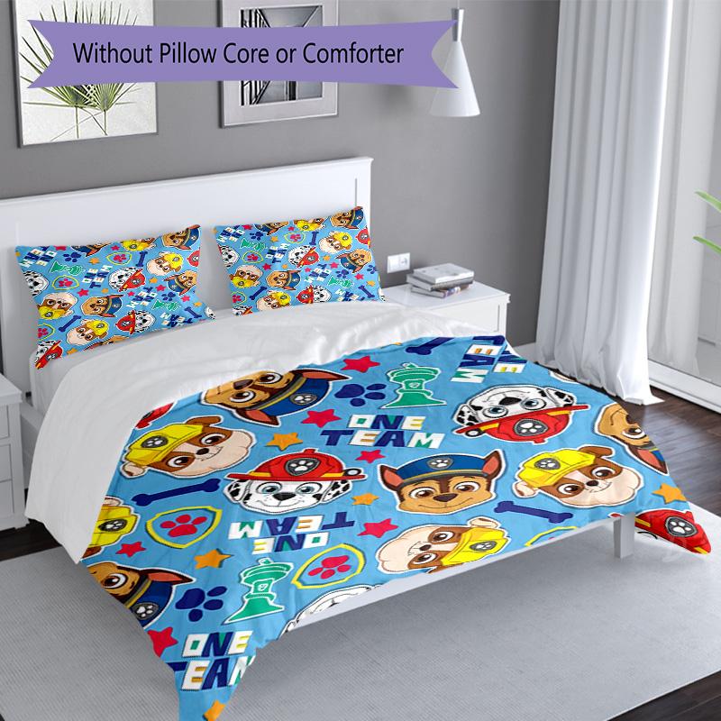 3pcs Paw Patrol characters pattern bedding set duvet cover set includes duvet cover &pillowcases, perfect all season bedroom decoration & gift