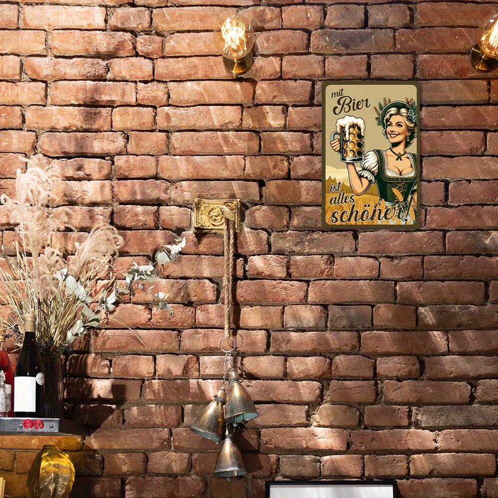 Putuo Decor Винтажная немецкая металлическая жестяная табличка «Mit Bier» - Универсальный сезонный настенный декор для дома, фермерского дома, клуба, паба - Ретро